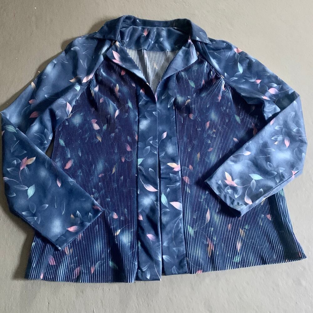 Vintage Pleated Sheer Collared Cardigan Jacket Womens M/L